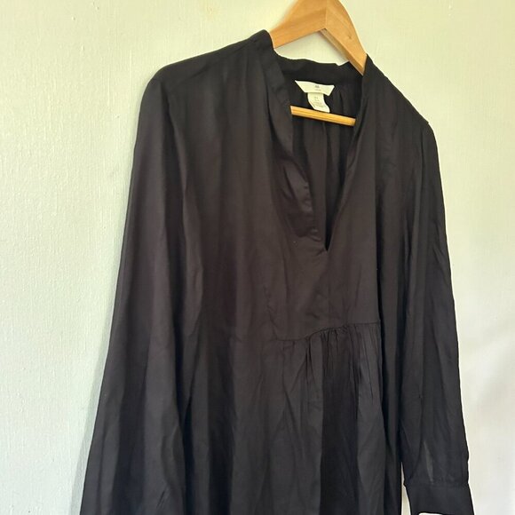 H&M Shift Dress Womens Small Black Long Sleeved Oversized LBD - Picture 2 of 5